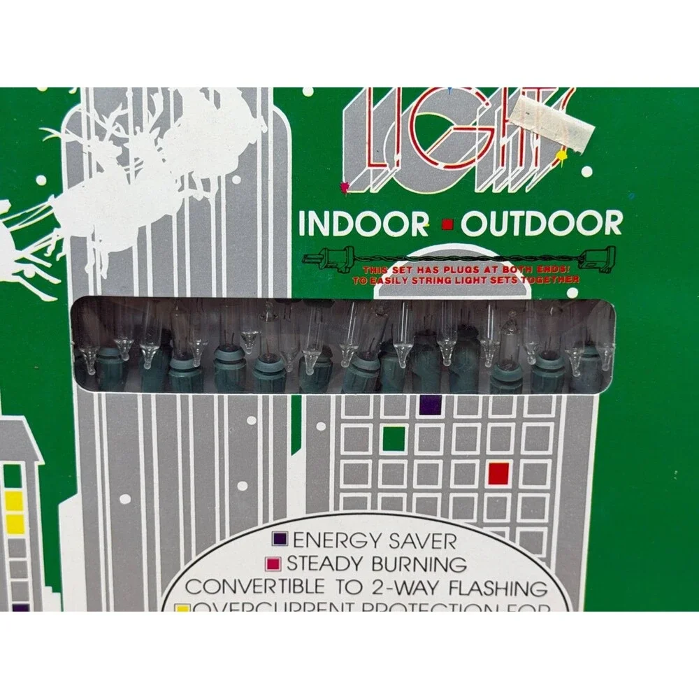 Vintage Liberty Bell 100 Bright Clear Christmas Lights Indoor/Outdoor New in Box